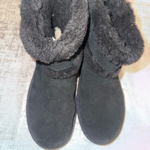 Koolaburra Shoes - Koolaburra Black Faux-Shearling Slip-On Ankle Booties